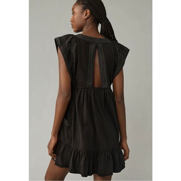 NEW Daily Practice by Anthropologie Black Short-Sleeve Mini Dress Large Petite - Picture 3 of 4